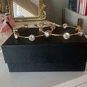 Swarovski Gold Earrings  with Clear Crystals